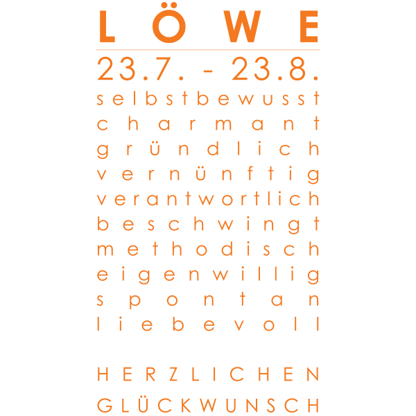 Leo Zodiac Greeting Card,print orange, Detail