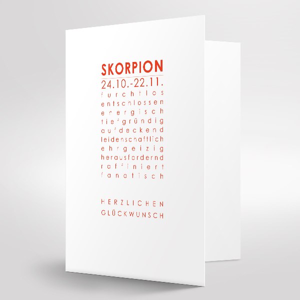 SCORPION Zodiac Greeting Card,print red