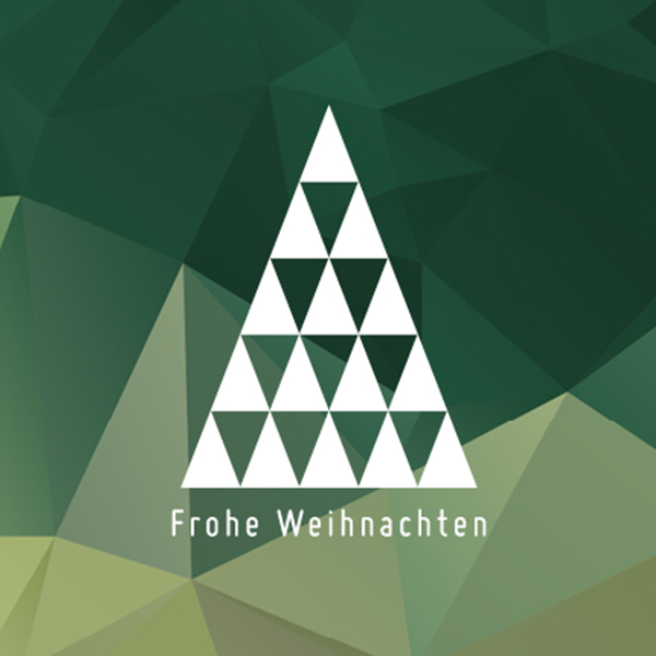 Trixi Gronau Polygon smastree in green printing,  Christmas Card,Detail