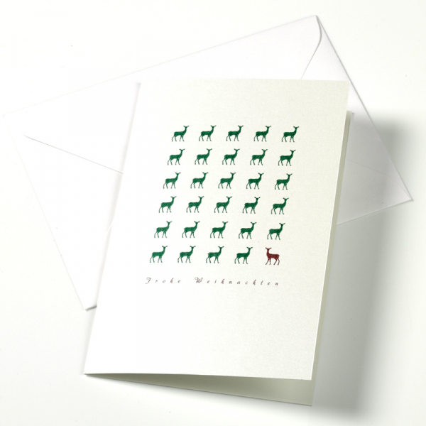 Trixi Gronau christmas Card wit deer series in shiny white paper