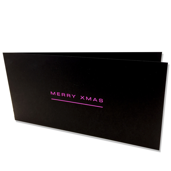 Trixi Gronau black Christmas card with hot foil stamping pink  merry xmas