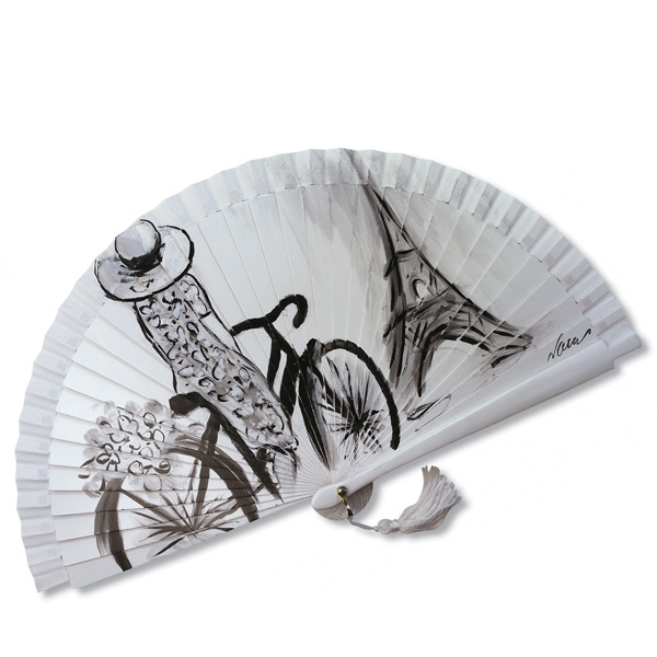 Vera Pilo, Fan, Parigo, handpainted Paris, black&white