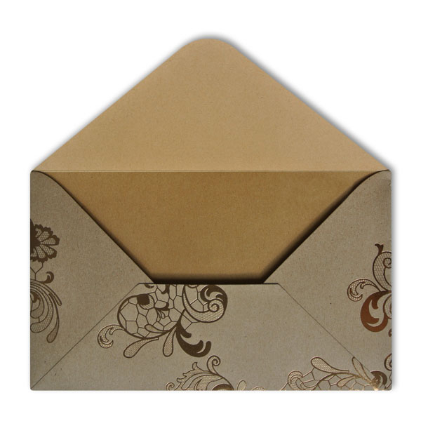 Gift Envelope with gold hot foil stamping, open