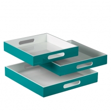 Tray SHINY LACQUER turquoise - white